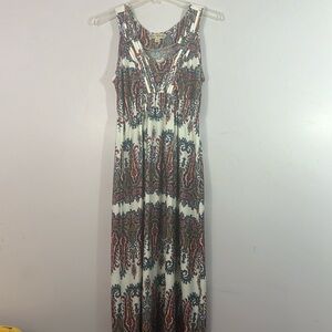LIVE AND LET LIVE V-Neck, Sleeveless Paisley Maxi Dress, Size S